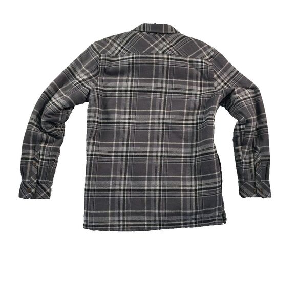 O'Neill Sherpa Lined Shacket Jacket Button Front Super Fleece Mens S Grey Plaid - Picture 3 of 7